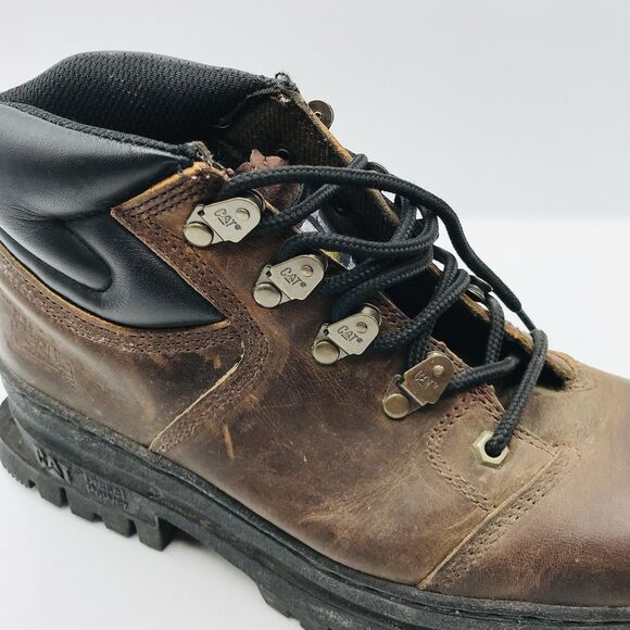 Caterpillar Work Boots Brown Leather Shoes Workwear Outdoor Hiking Mens 10 main image 4